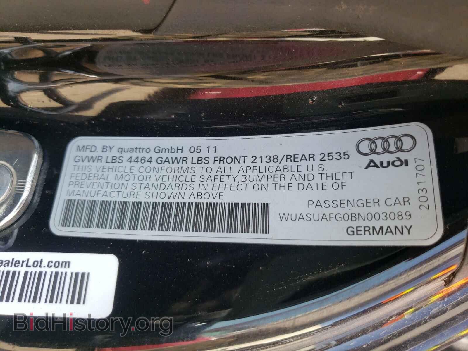 2011 AUDI R8 - VIN: WUASUAFG0BN003089 - Фото 10