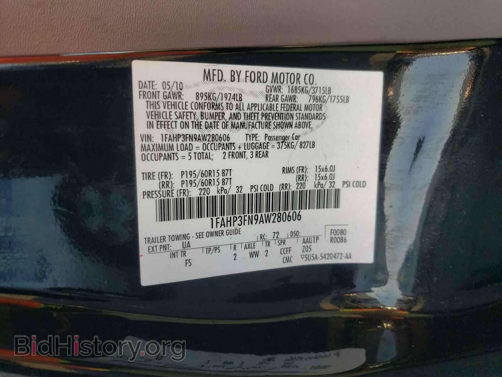 2010 FORD FOCUS - VIN: 1FAHP3FN9AW280606 - Фото 10