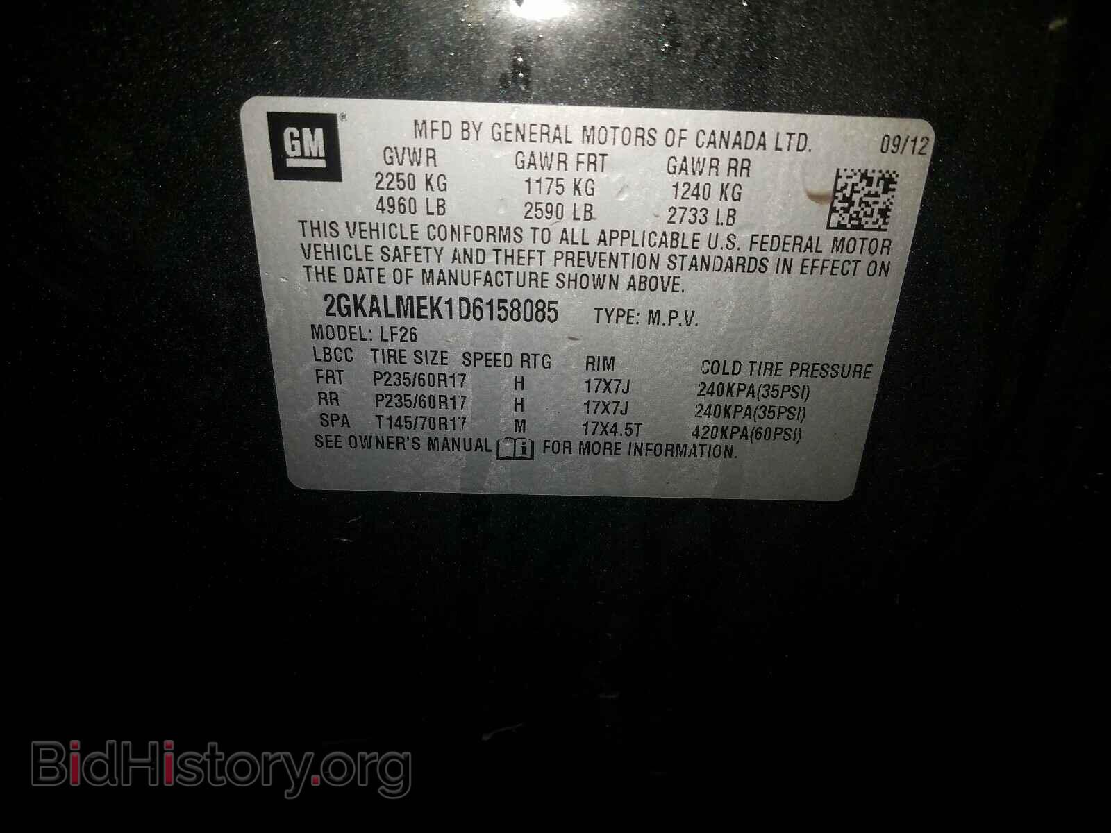 2013 GMC TERRAIN - VIN: 2GKALMEK1D6158085 - Фото 10