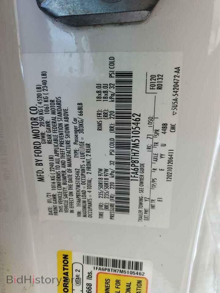 2021 FORD ALL Models - VIN: 1FA6P8TH7M5105462 - Фото 12