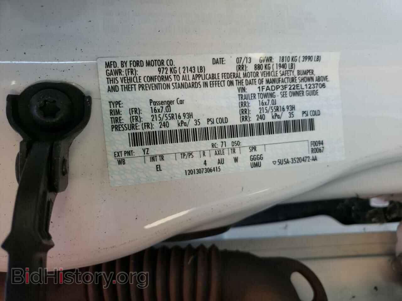 2014 FORD FOCUS - VIN: 1FADP3F22EL123706 - Фото 10