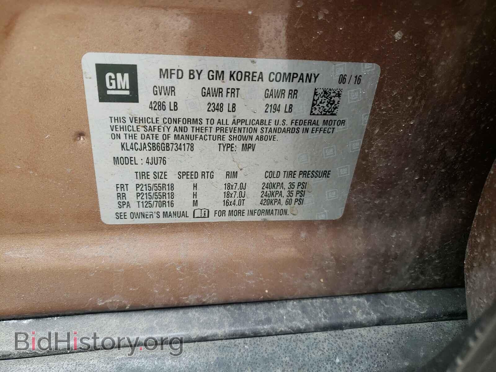 2016 BUICK ENCORE - VIN: KL4CJASB6GB734178 - Фото 10