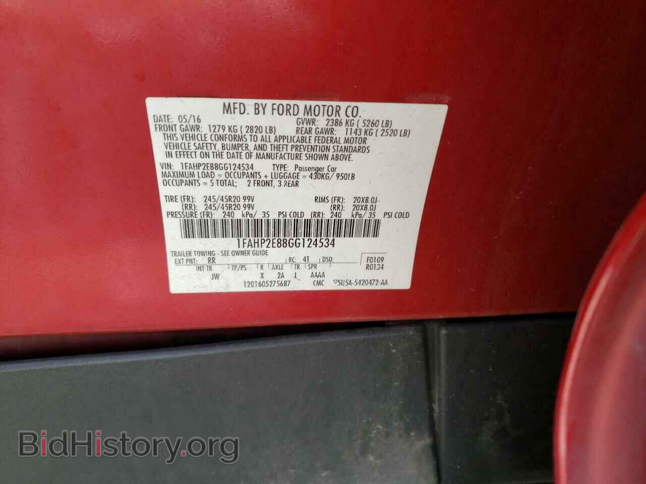 2016 FORD TAURUS - VIN: 1FAHP2E88GG124534 - Фото 10