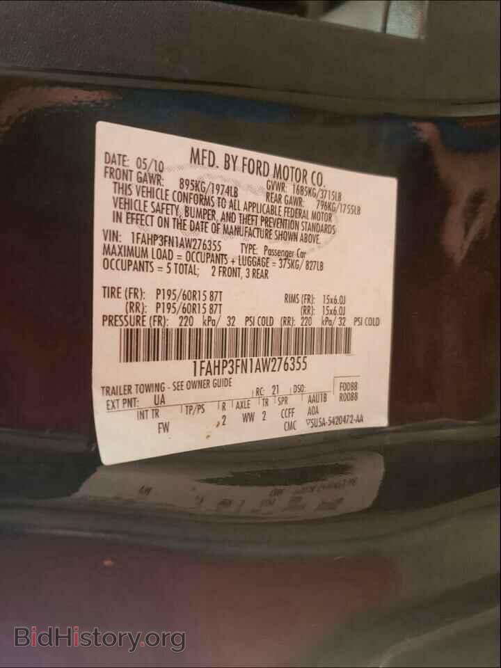 2010 FORD FOCUS - VIN: 1FAHP3FN1AW276355 - Фото 10