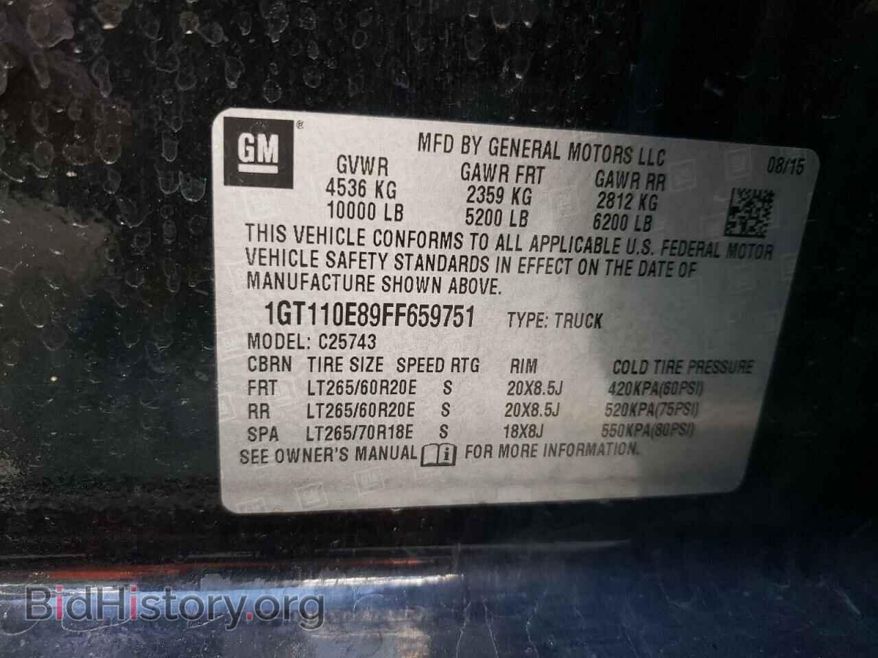 2015 GMC SIERRA - VIN: 1GT110E89FF659751 - Фото 10