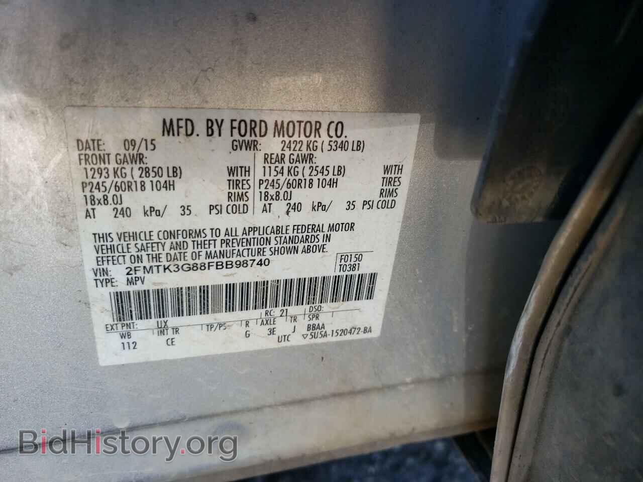 2015 FORD EDGE - VIN: 2FMTK3G88FBB98740 - Photo 12