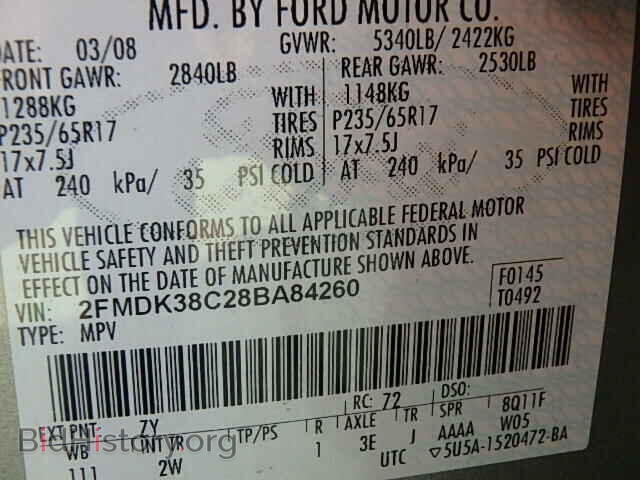 2008 FORD EDGE - VIN: 2FMDK38C28BA84260 - Фото 9
