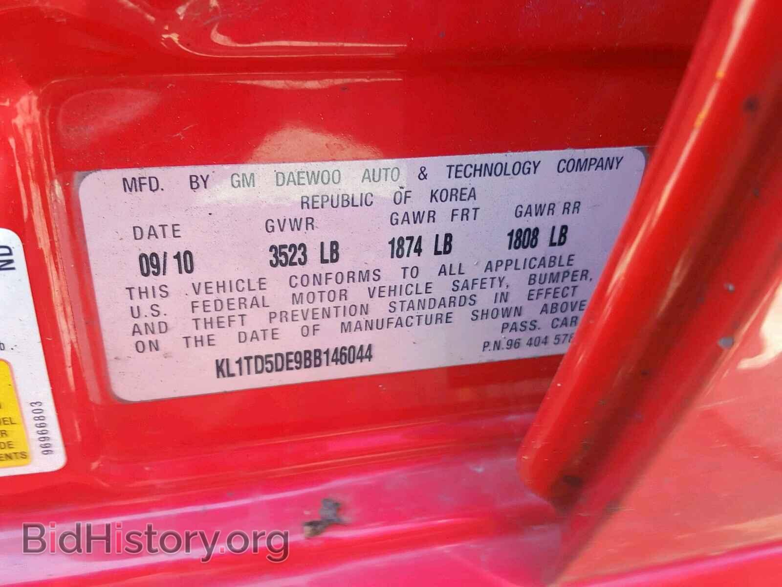2011 CHEVROLET AVEO - VIN: KL1TD5DE9BB146044 - Фото 10