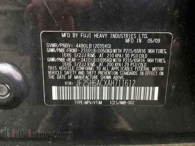 2010 SUBARU FORESTER - VIN: JF2SH6ACXAH711612 - Фото 9