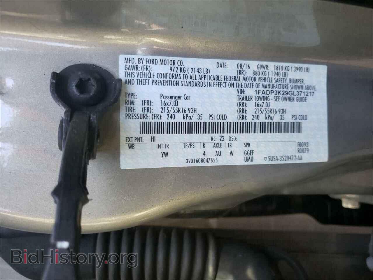 2016 FORD FOCUS - VIN: 1FADP3K29GL371217 - Фото 10