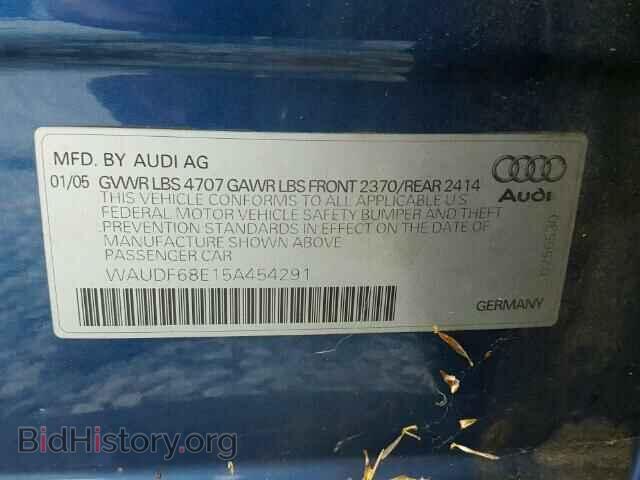 2005 AUDI A4 - VIN: WAUDF68E15A454291 - Фото 10
