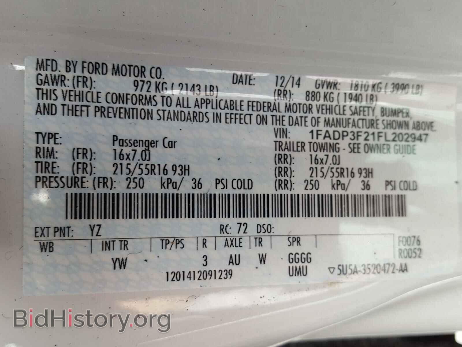 2015 FORD FOCUS - VIN: 1FADP3F21FL202947 - Фото 10