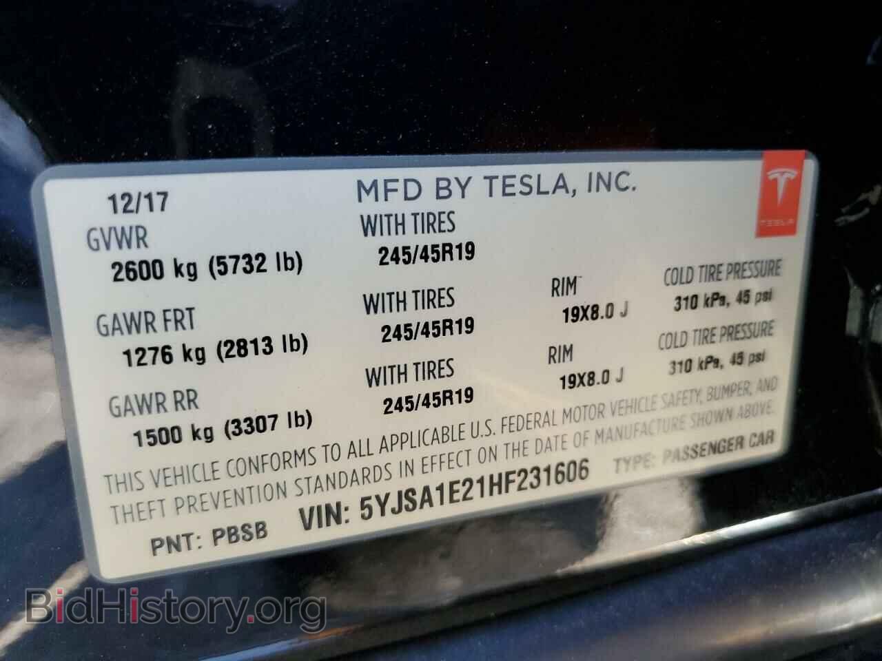 2017 TESLA MODEL S - VIN: 5YJSA1E21HF231606 - Фото 13