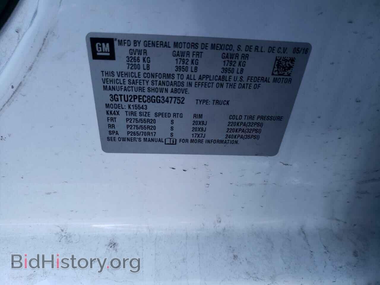 2016 GMC SIERRA - VIN: 3GTU2PEC8GG347752 - Фото 10
