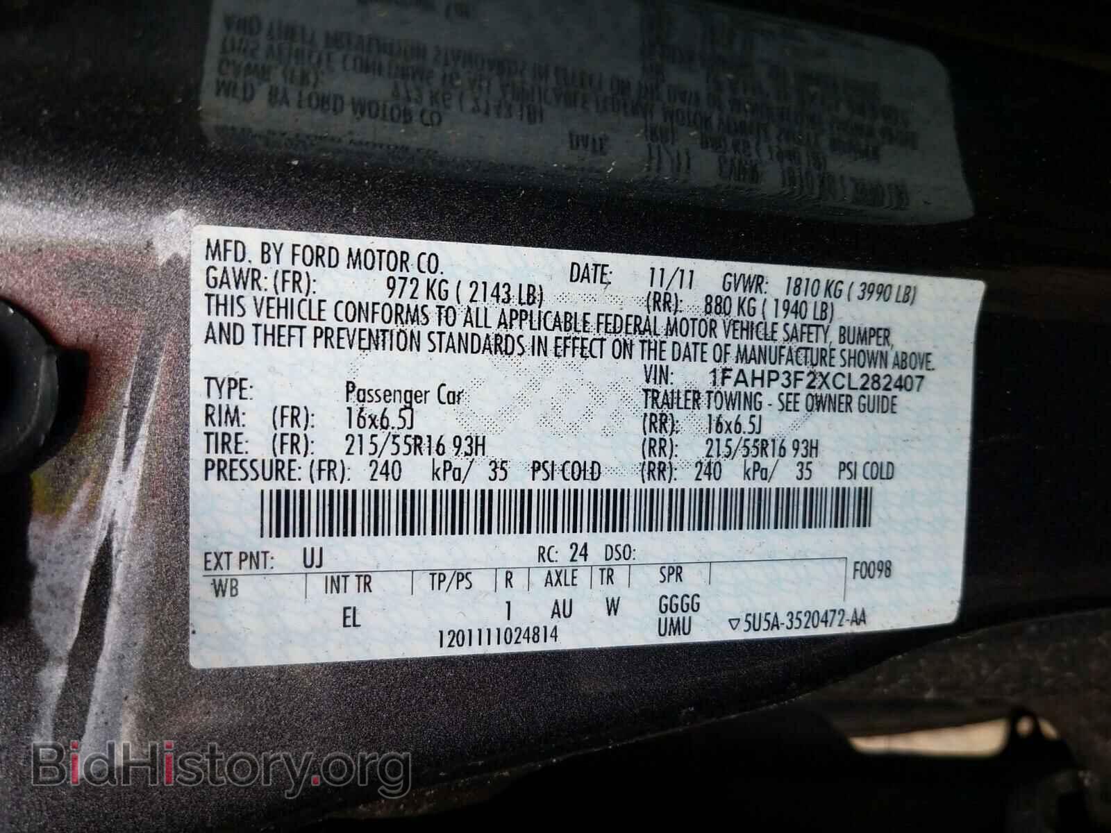 2012 FORD FOCUS - VIN: 1FAHP3F2XCL282407 - Фото 10