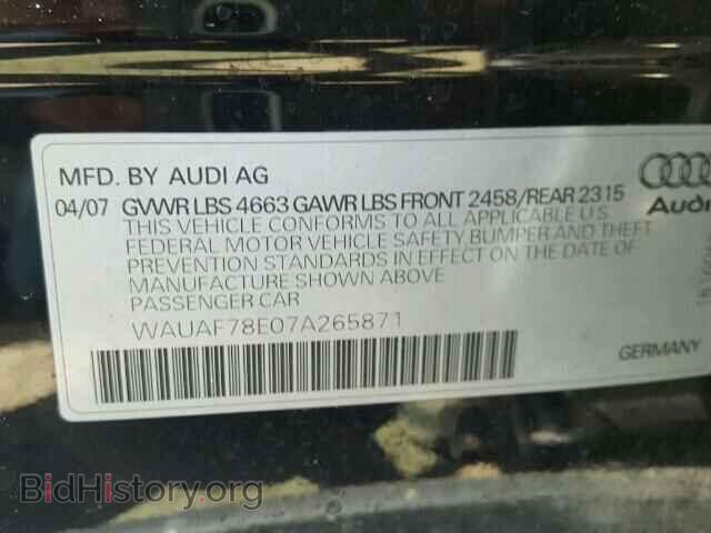 2007 AUDI A4 - VIN: WAUAF78E07A265871 - Фото 10
