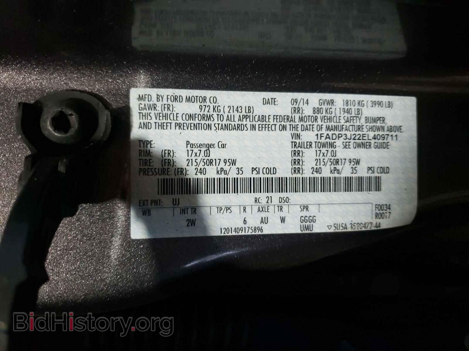 2014 FORD FOCUS - VIN: 1FADP3J22EL409711 - Фото 10