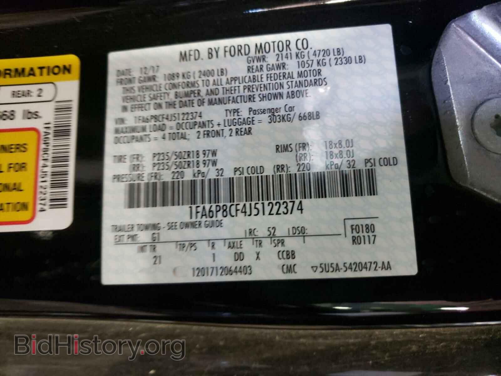 2018 FORD MUSTANG - VIN: 1FA6P8CF4J5122374 - Фото 10