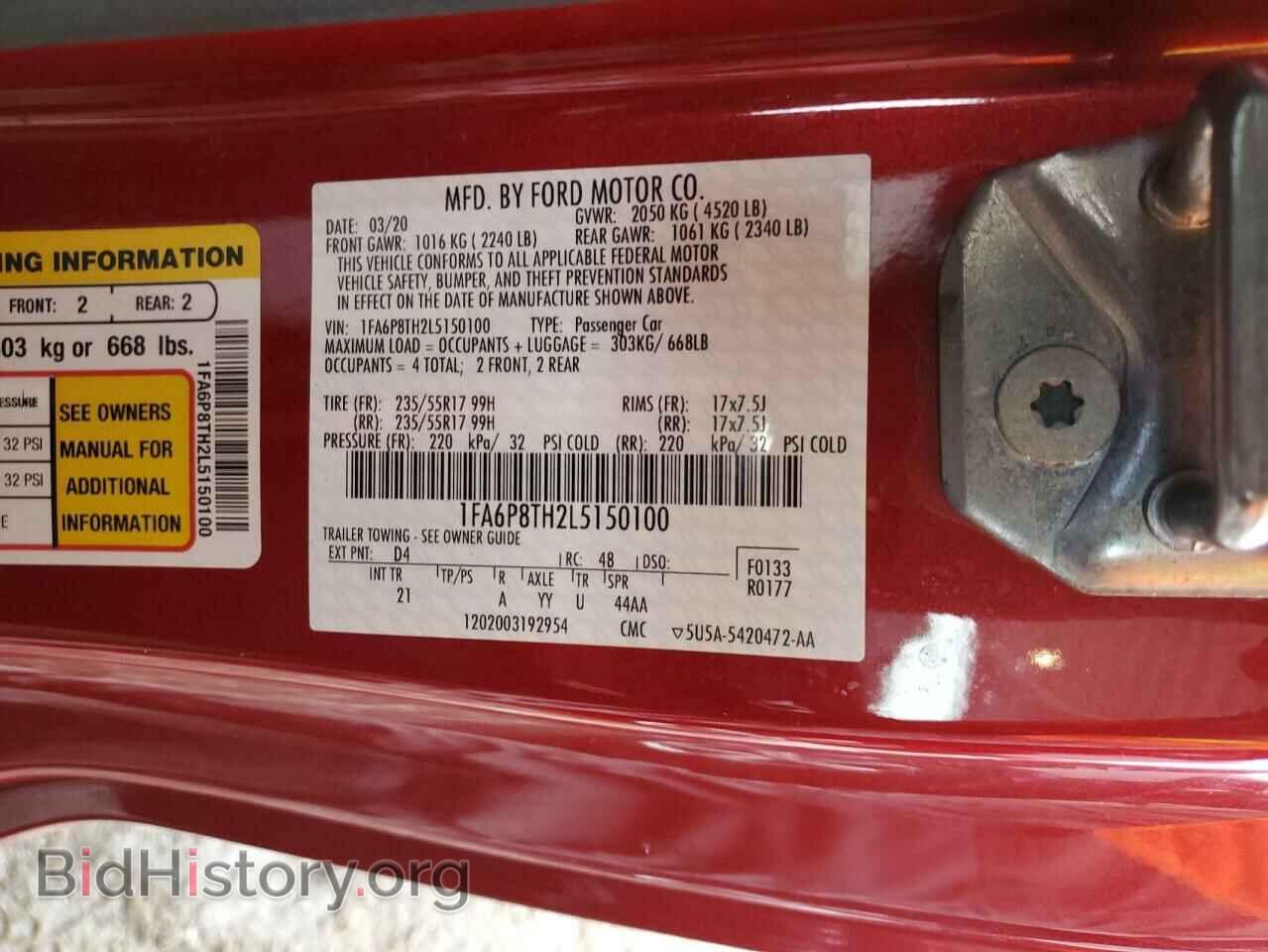 2020 FORD MUSTANG - VIN: 1FA6P8TH2L5150100 - Фото 12