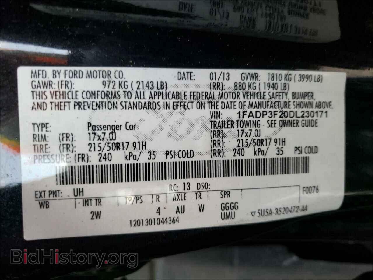 2013 FORD FOCUS - VIN: 1FADP3F20DL230171 - Фото 10