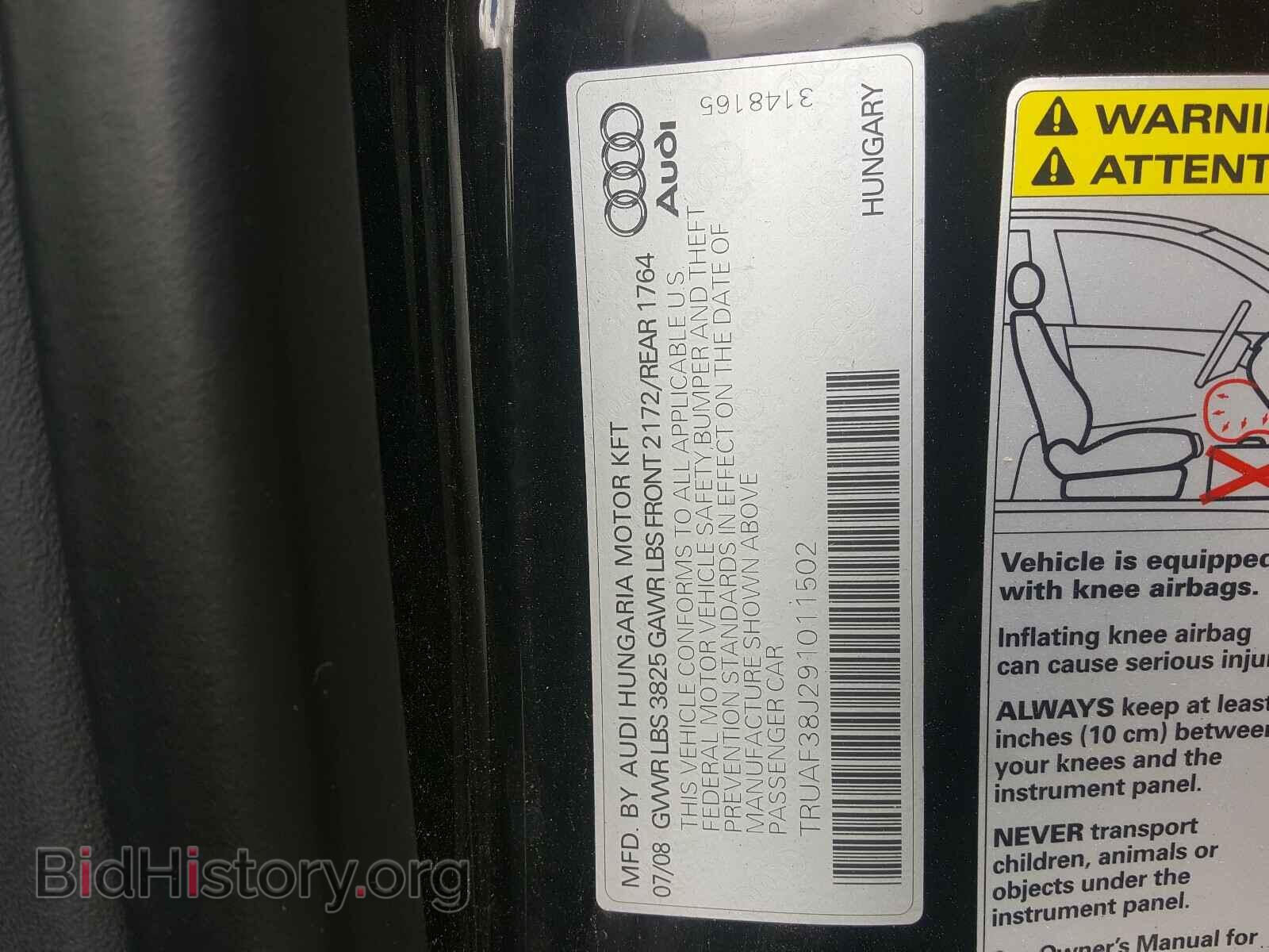 2009 AUDI TT - VIN: TRUAF38J291011502 - Photo 10