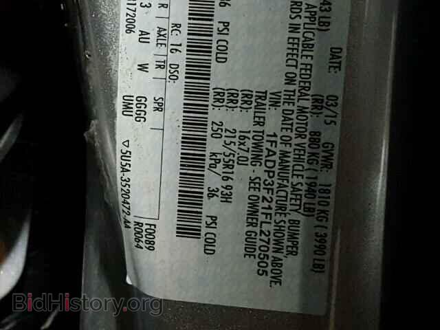 2015 FORD FOCUS - VIN: 1FADP3F21FL270505 - Фото 10