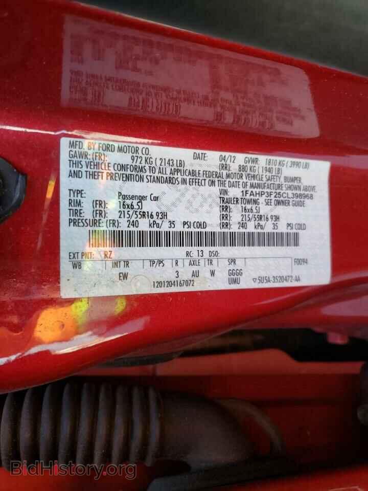 2012 FORD FOCUS - VIN: 1FAHP3F25CL398968 - Фото 10