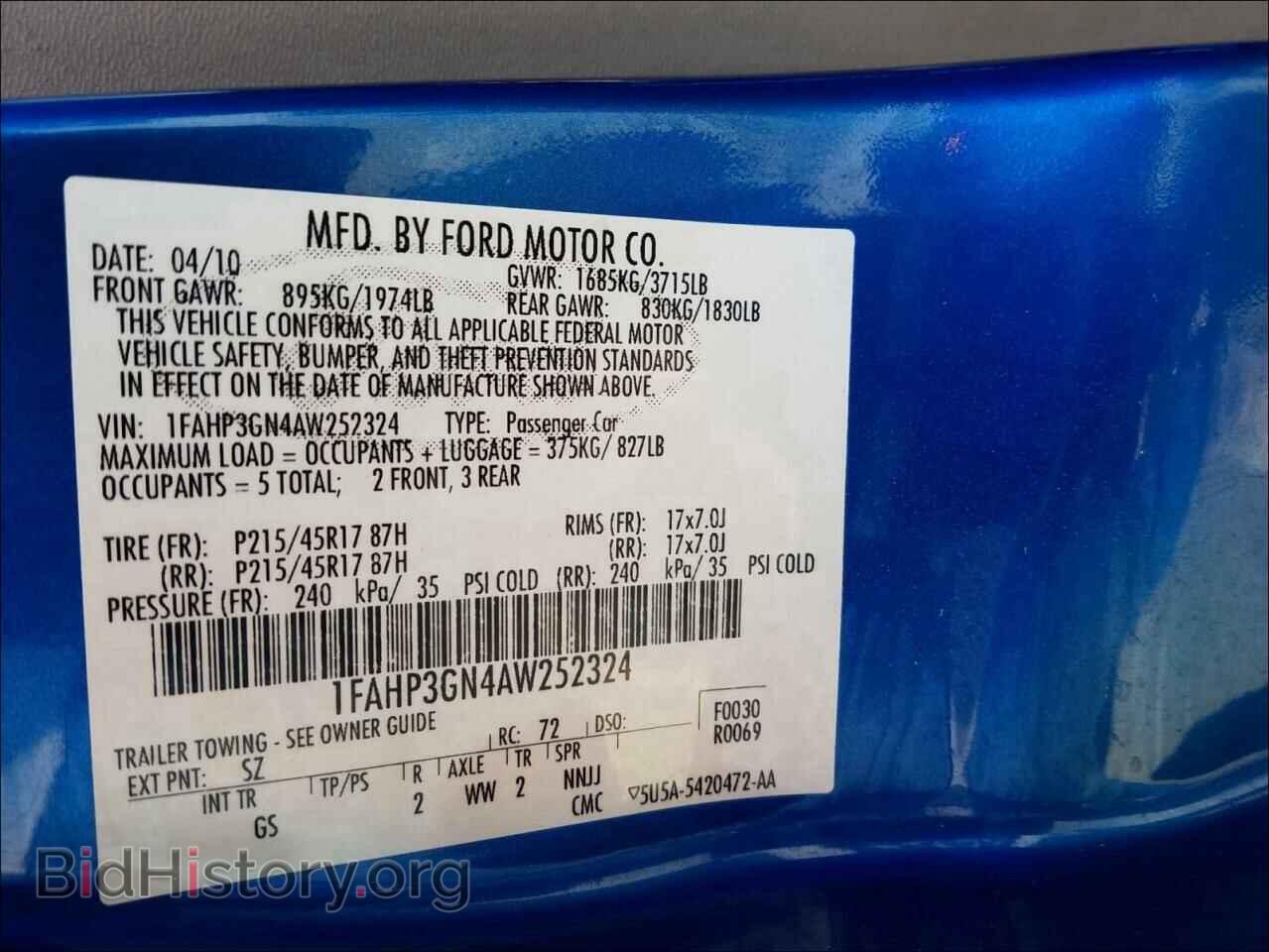 2010 FORD FOCUS - VIN: 1FAHP3GN4AW252324 - Фото 10