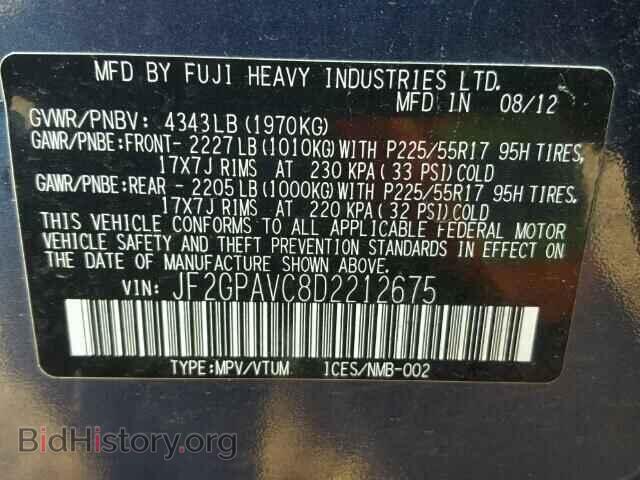 2013 SUBARU XV - VIN: JF2GPAVC8D2212675 - Фото 10
