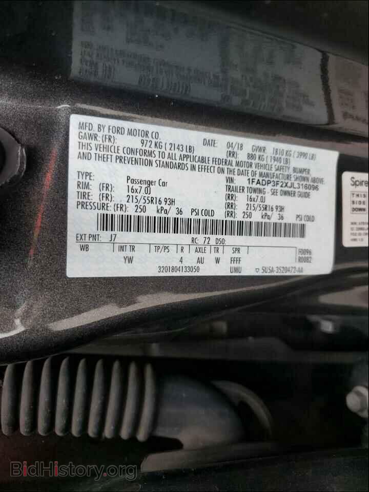 2018 FORD FOCUS - VIN: 1FADP3F2XJL316096 - Фото 10