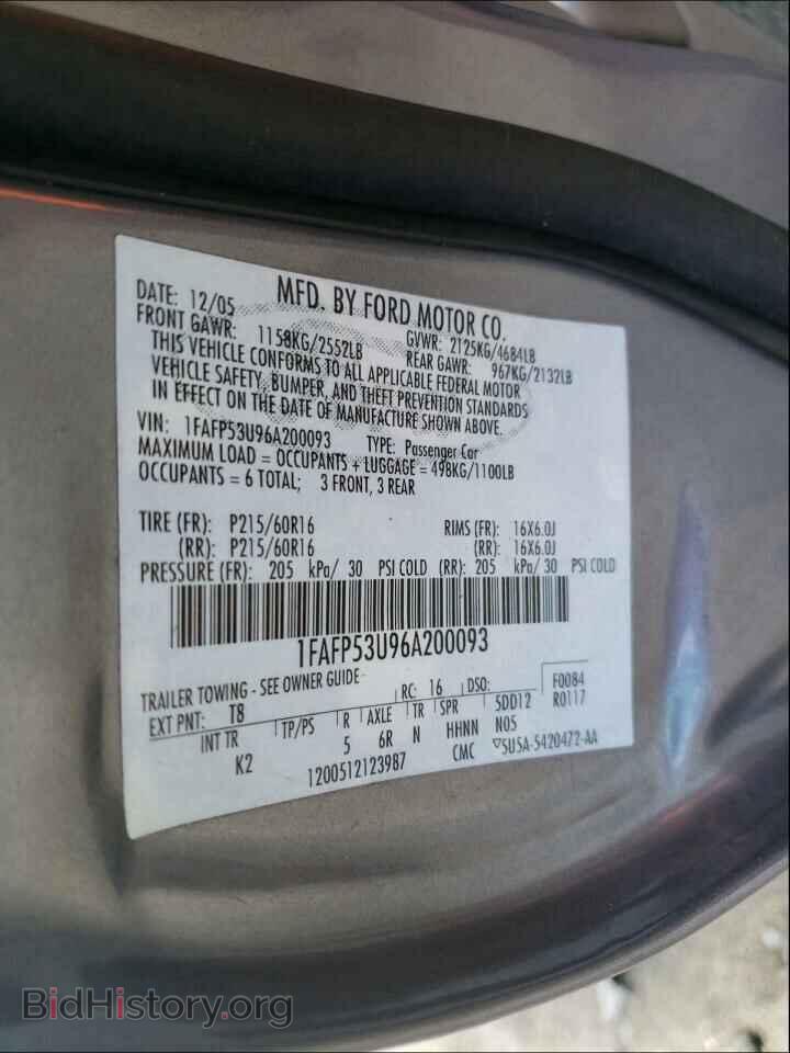 2006 FORD TAURUS - VIN: 1FAFP53U96A200093 - Photo 10