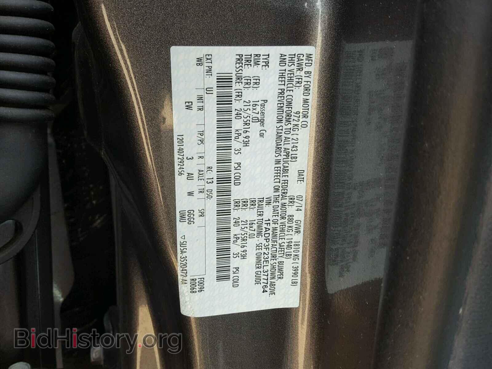 2014 FORD FOCUS - VIN: 1FADP3F23EL377764 - Фото 10