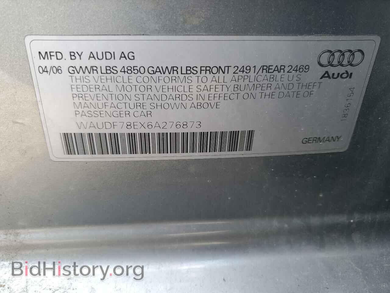 2006 AUDI A4 - VIN: WAUDF78EX6A276873 - Фото 12