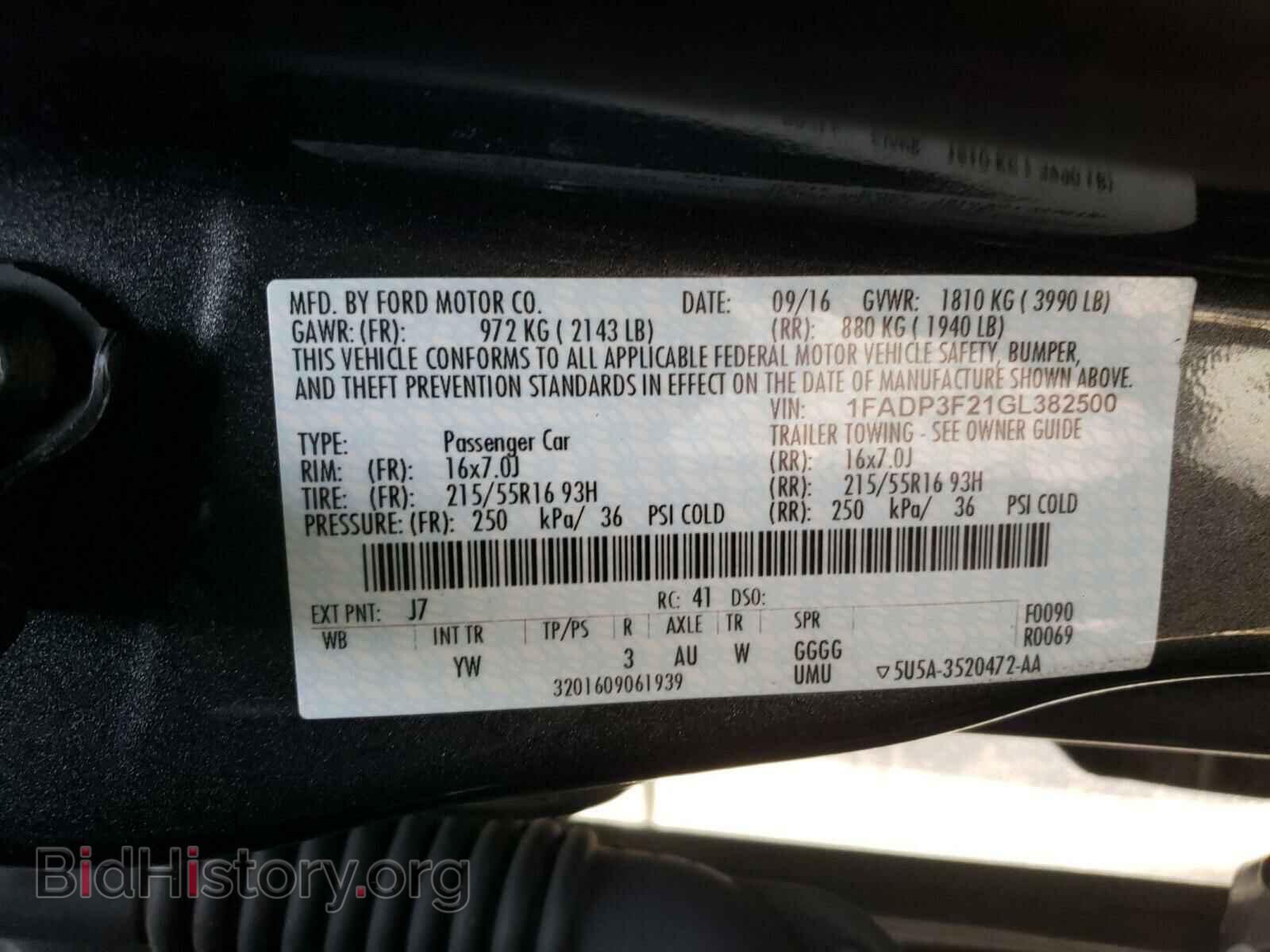 2016 FORD FOCUS - VIN: 1FADP3F21GL382500 - Фото 10