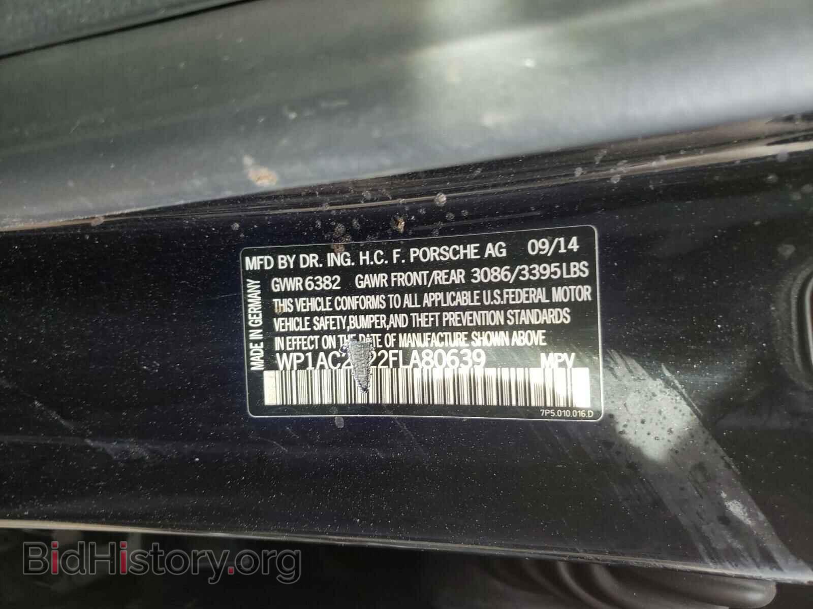 2015 PORSCHE CAYENNE - VIN: WP1AC2A22FLA80639 - Фото 10