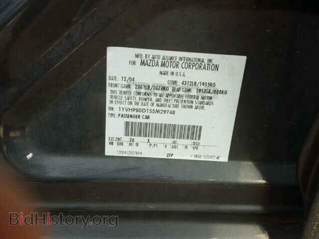 2005 MAZDA 6 - VIN: 1YVHP80D155M29748 - Фото 10