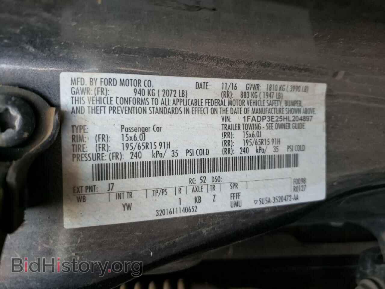 2017 FORD FOCUS - VIN: 1FADP3E25HL204897 - Фото 10