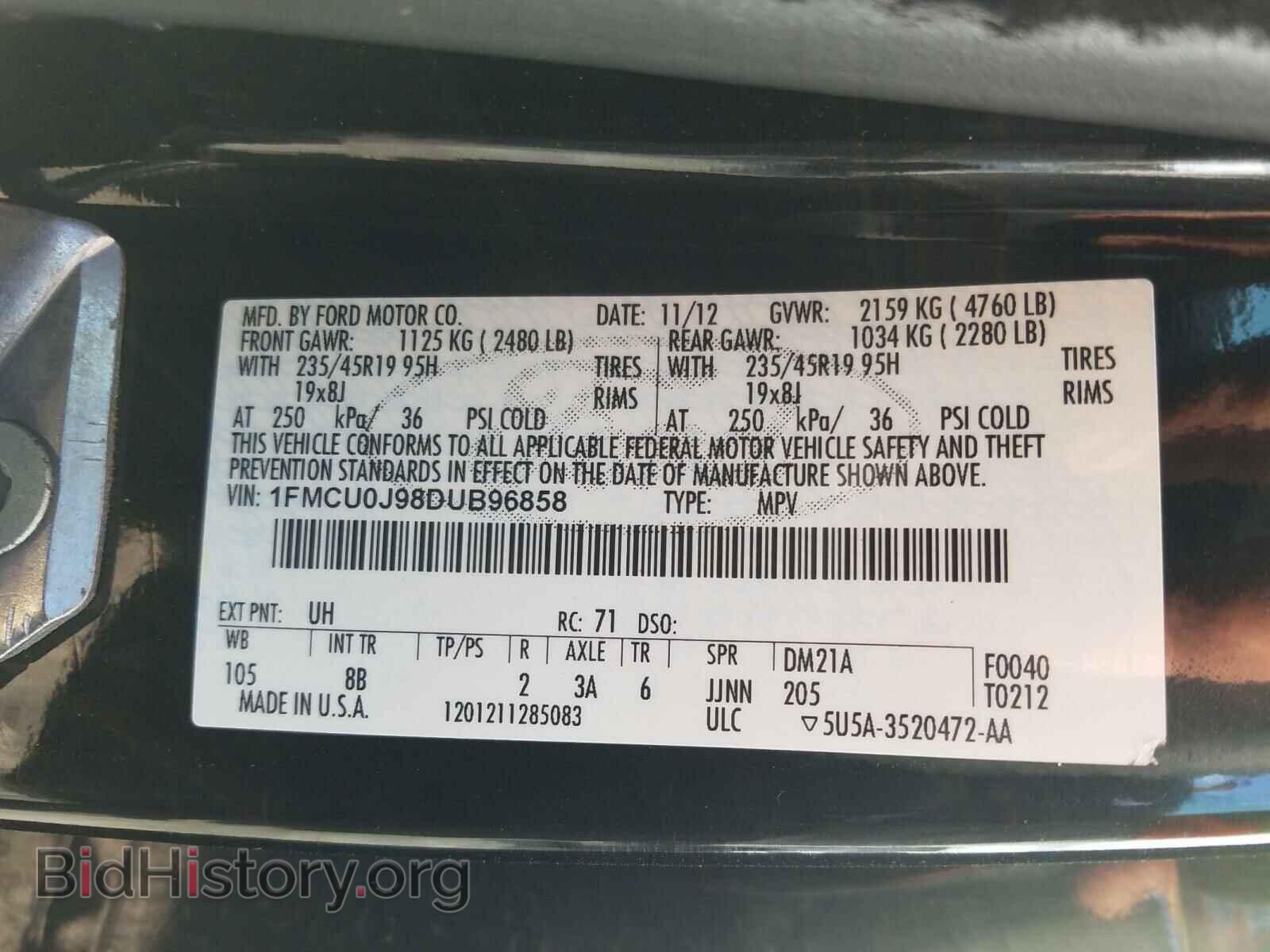 2013 FORD ESCAPE - VIN: 1FMCU0J98DUB96858 - Photo 10