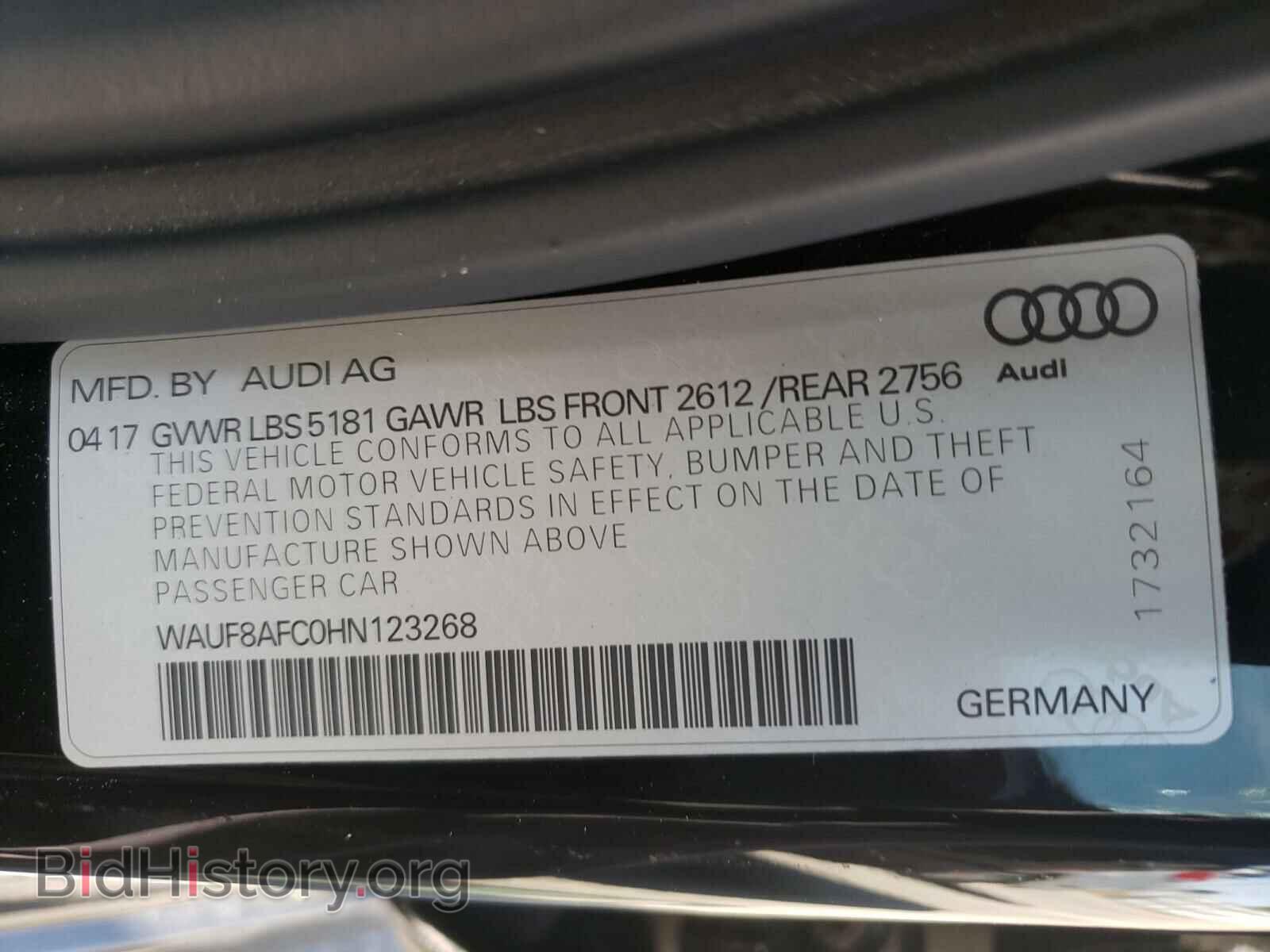 2017 AUDI A6 - VIN: WAUF8AFC0HN123268 - Фото 10