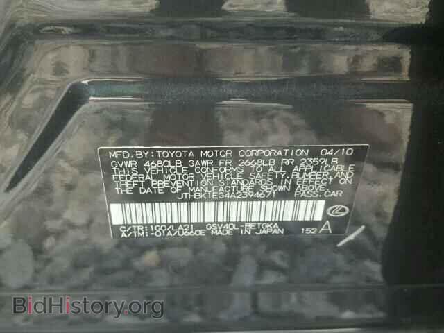 2010 LEXUS ES350 - VIN: JTHBK1EG4A2394671 - Фото 10