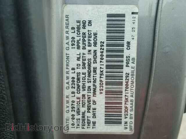 2001 SAAB 9 3 - VIN: YS3DF75K717004292 - Фото 10