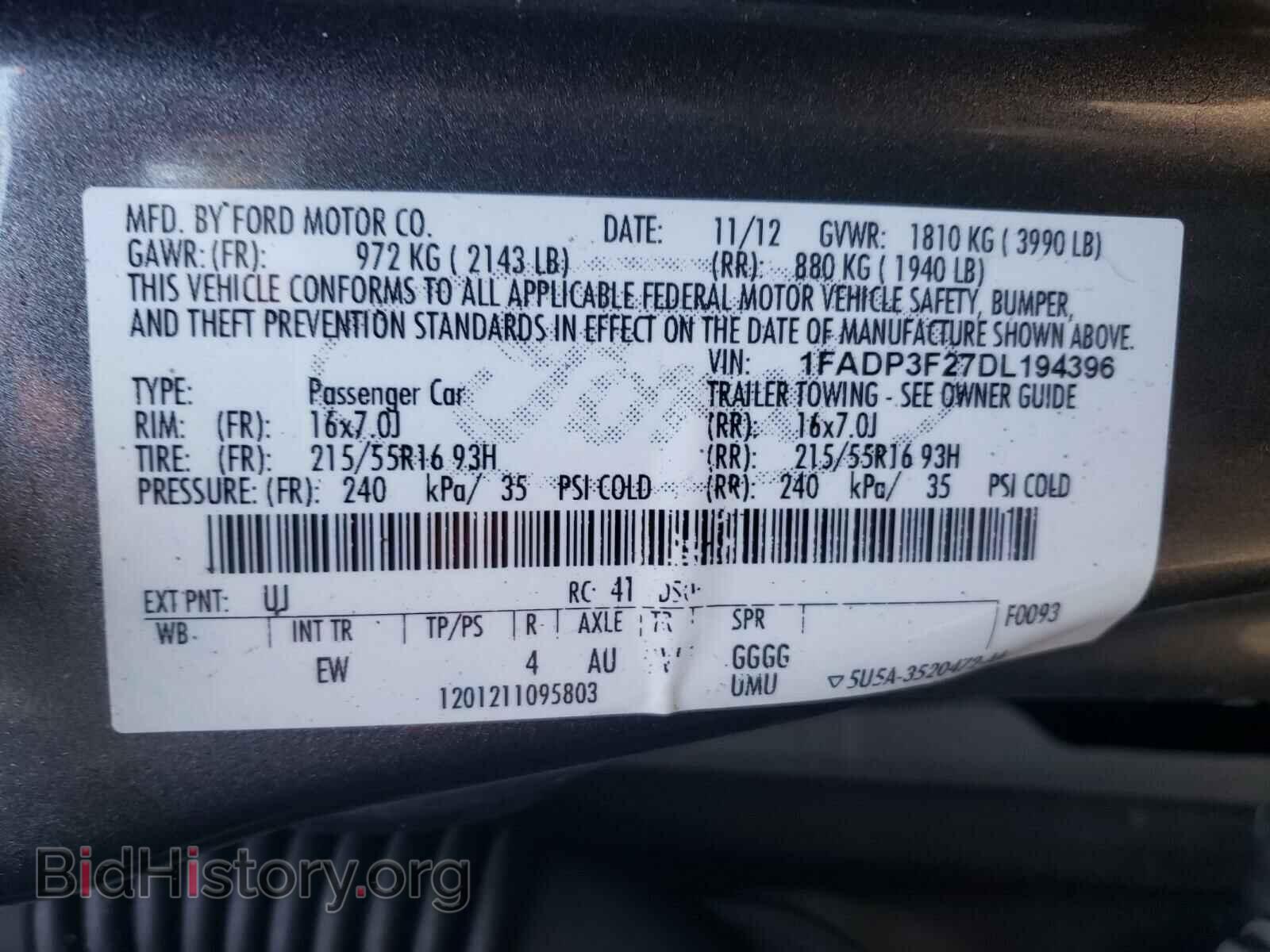 2013 FORD FOCUS - VIN: 1FADP3F27DL194396 - Фото 10