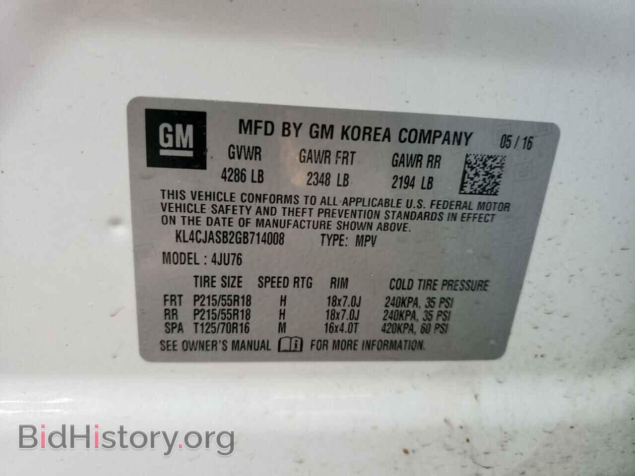 2016 BUICK ENCORE - VIN: KL4CJASB2GB714008 - Photo 10