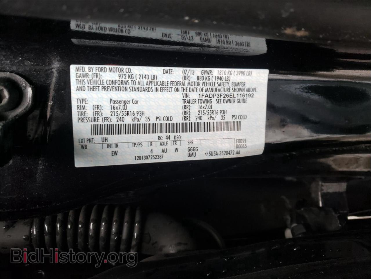 2014 FORD FOCUS - VIN: 1FADP3F26EL116192 - Фото 10