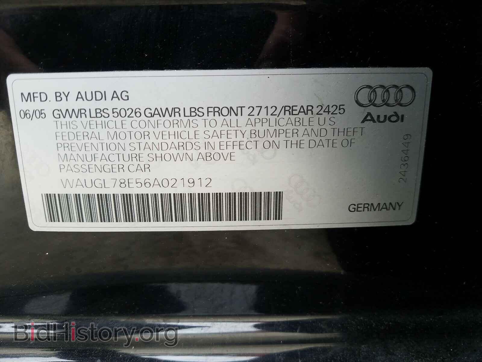 2006 AUDI S4/RS4 - VIN: WAUGL78E56A021912 - Фото 10