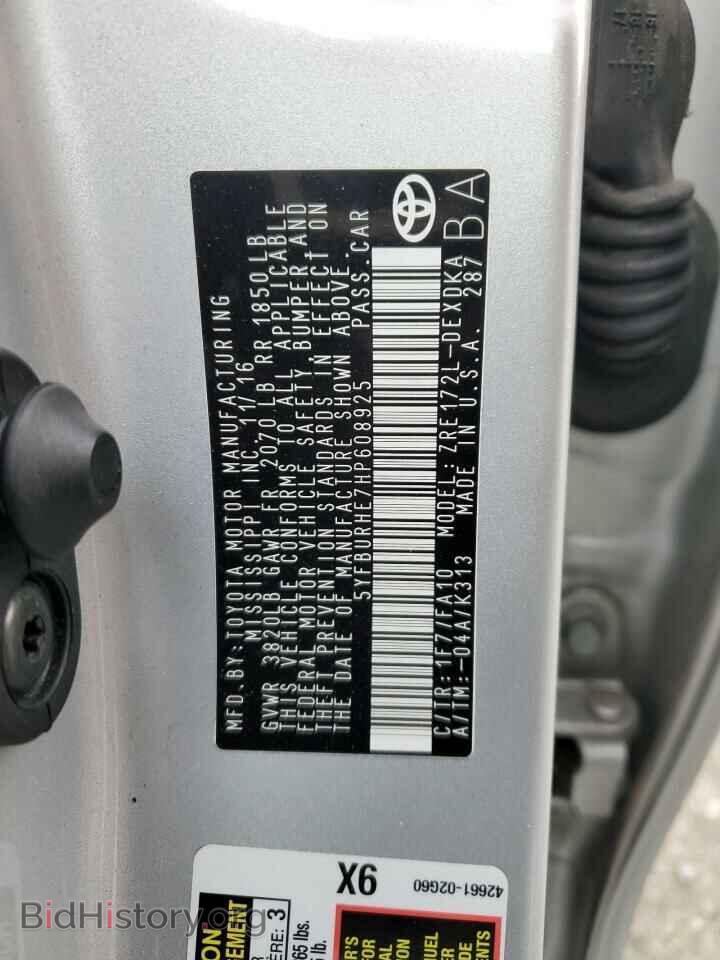 2017 TOYOTA COROLLA - VIN: 5YFBURHE7HP608925 - Фото 13