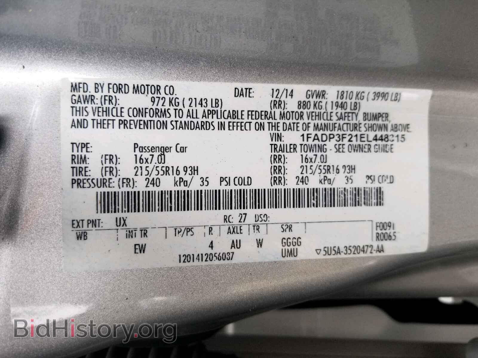 2014 FORD FOCUS - VIN: 1FADP3F21EL448315 - Фото 10