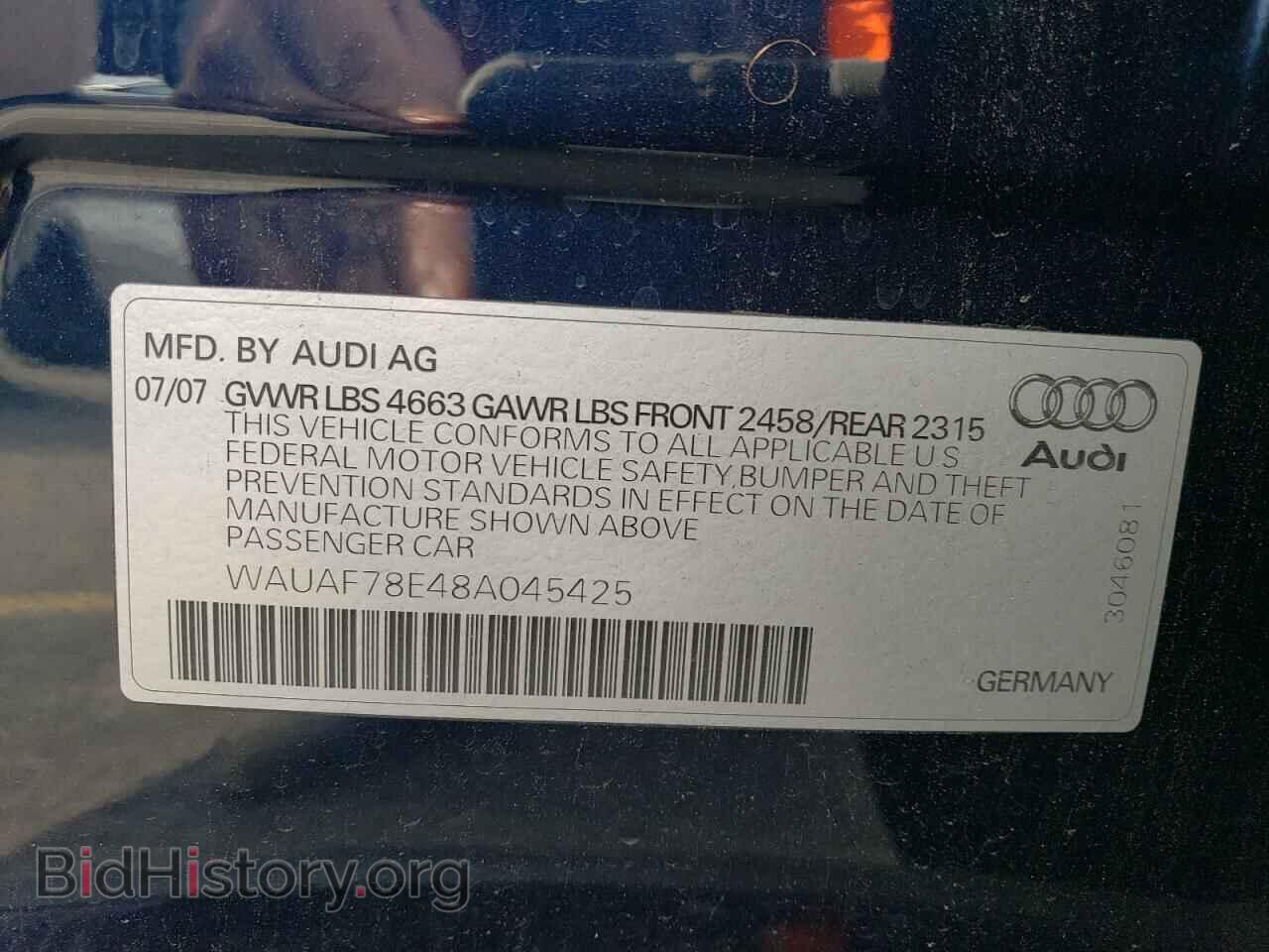 2008 AUDI A4 - VIN: WAUAF78E48A045425 - Фото 12