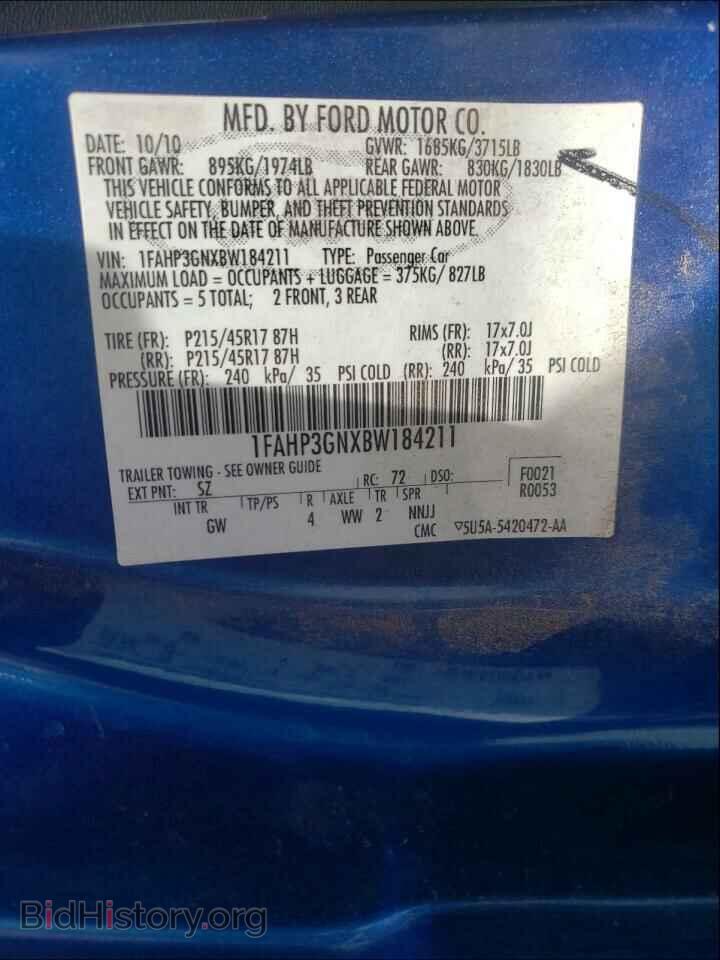 2011 FORD FOCUS - VIN: 1FAHP3GNXBW184211 - Фото 10