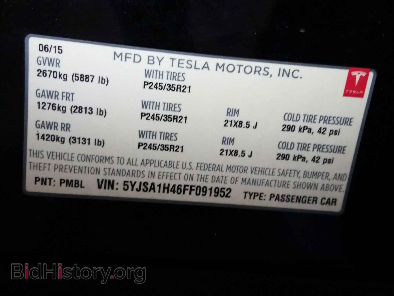 2015 TESLA MODEL S - VIN: 5YJSA1H46FF091952 - Photo 10